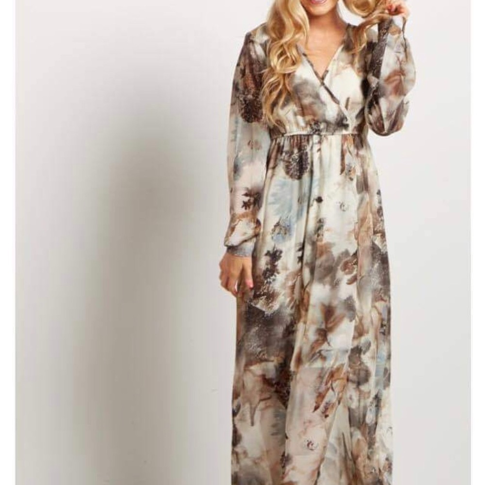 Floral chiffon split dress
